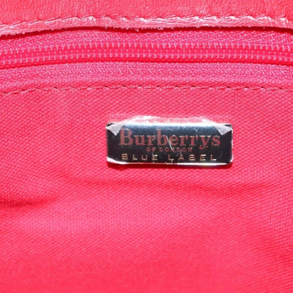 Burberrys Nova Check Blue Label Shoulder Bag Wool Beige Red Silver Auth - Picture 14 of 16